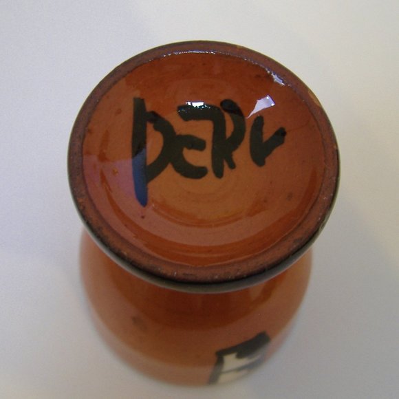 Egg Cups Peru Set of 6 Vintage Clay Pottery Brown Fish Llama Aztec Collectible - Picture 13 of 13